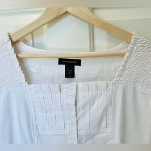 NWT Ashley Stewart short sleeve white shirt